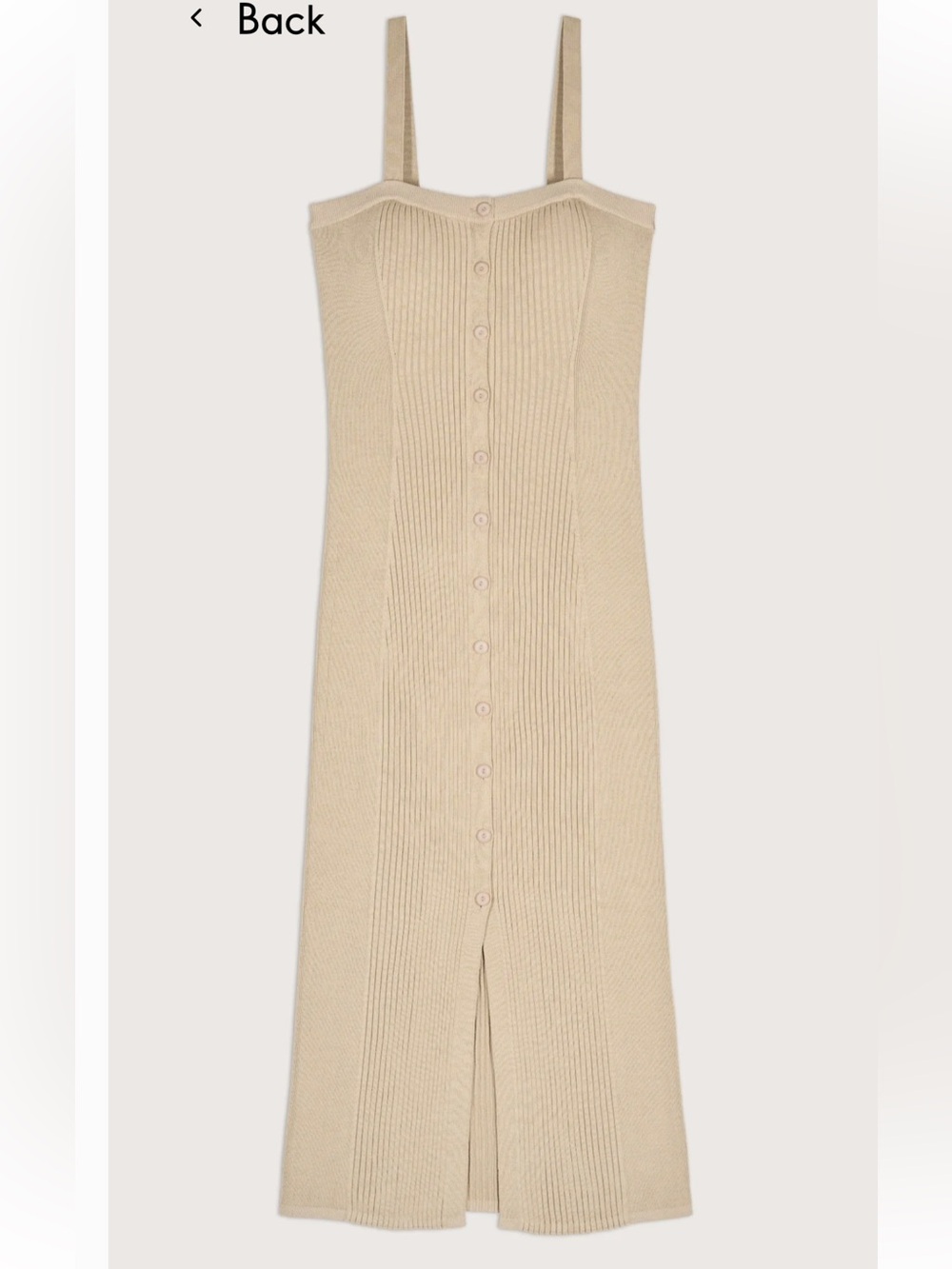 Ba & Sh $280 Chaeri Ribbed Knit Button-Front Midi Dress in Beige